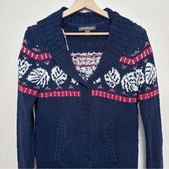 Tommy Bahama Womens  Xsmall Tropical Fair Isle Cardigan Ocean Deep - Picture 5 of 16